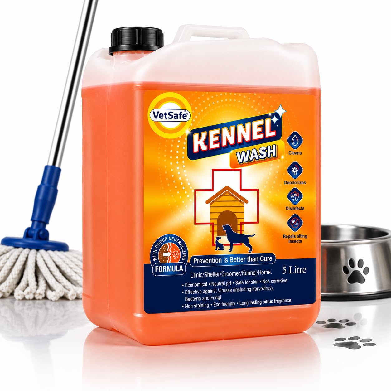 VetSafe Kennel Wash 5000 ml | Concentrated Kennel Cleaner & Pet Floor Cleaner | Odour Neutralizer & Pet Area Freshener | Safe for Dogs & Cats-image-17