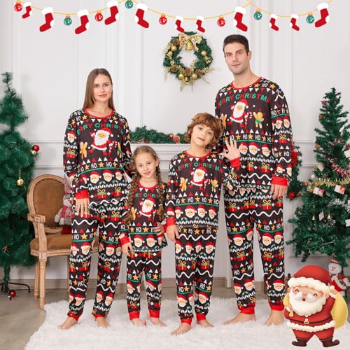 ANGELGGH Matching Christmas Pajamas for Family, Cute Vacation PJs Sets for Couples/Women/Men, Xmas 2 Piece Jammies Sleepwear4