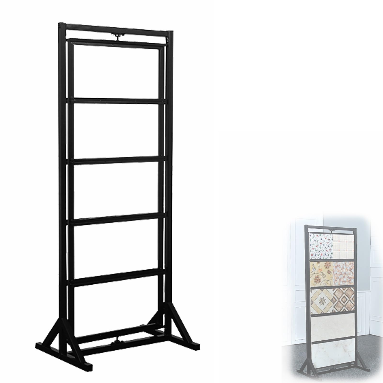 Expositor Metálico para Azulejos, Giratorio Estanterias Almacenaje para Suelo y Muestras, Ideal para Salas de Exposición y Tiendas(50x165x70cm/20x65x28in)