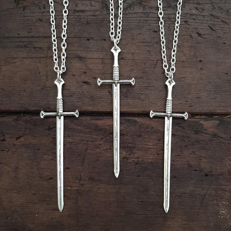 Punk Sword Cross Pendant Necklace Retro Gothic Long Dagger Knife Necklace Hip Hop Jewlry for Men Women2