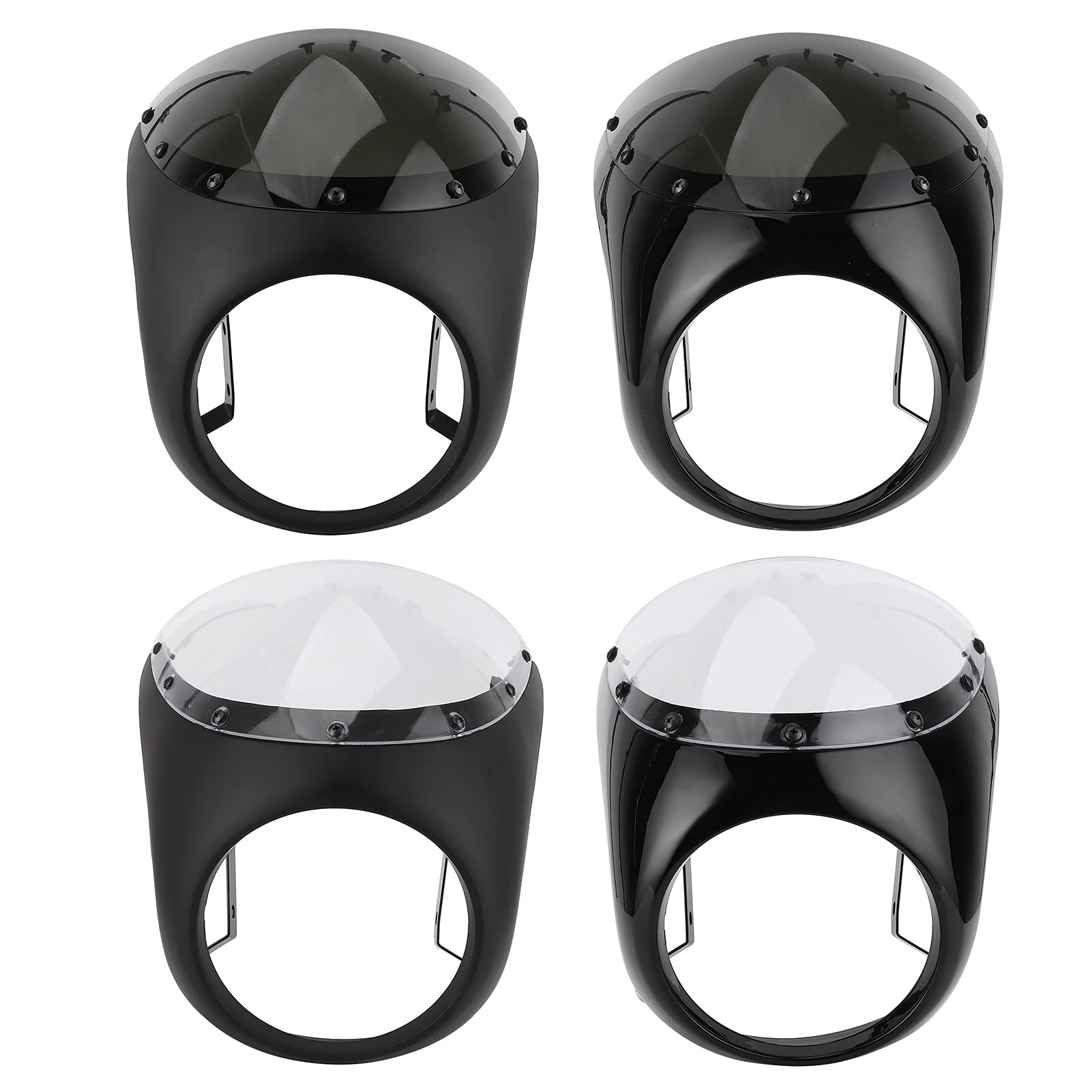 Cupolino, Cupolino 7in Parabrezza Deflettore Antivento Universale per Moto(Nero opaco + cover nera)