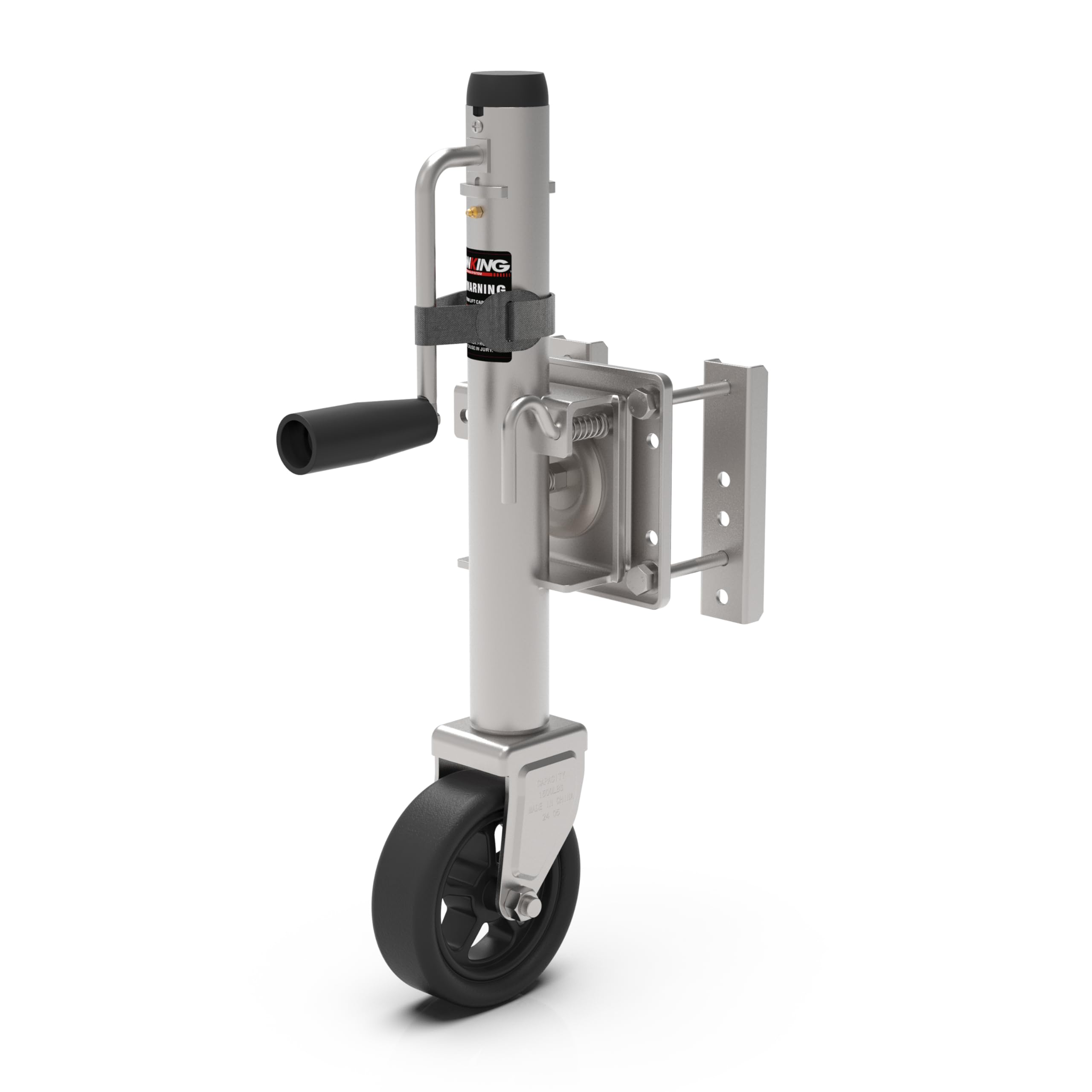 Upgraded Spoke Wheel Trailer Jack, 10" Vertical Movement, 1500 lbs, for RV, Boat, Trailer and More, Black, Silver