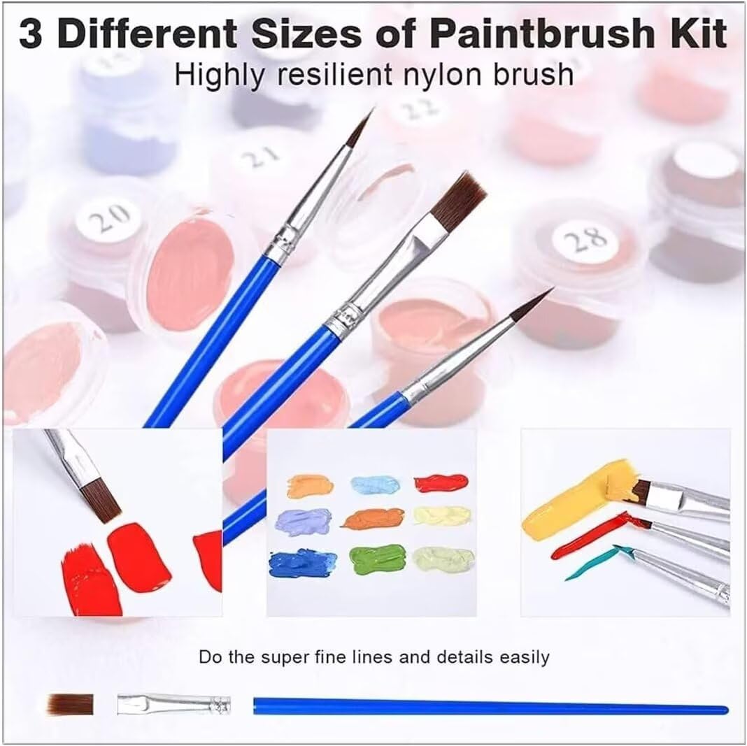Paint By Numbers Kit For Kids, 3 Pack 8x10 Inch Framed Canvas With 24x3ml Acrylic Paints Pots, 6 Brushes, Paint And Sip Kit For Kids, Predrawn Paint Canvas, Painting Stuff For Teens, Christmas Art Set - View #6