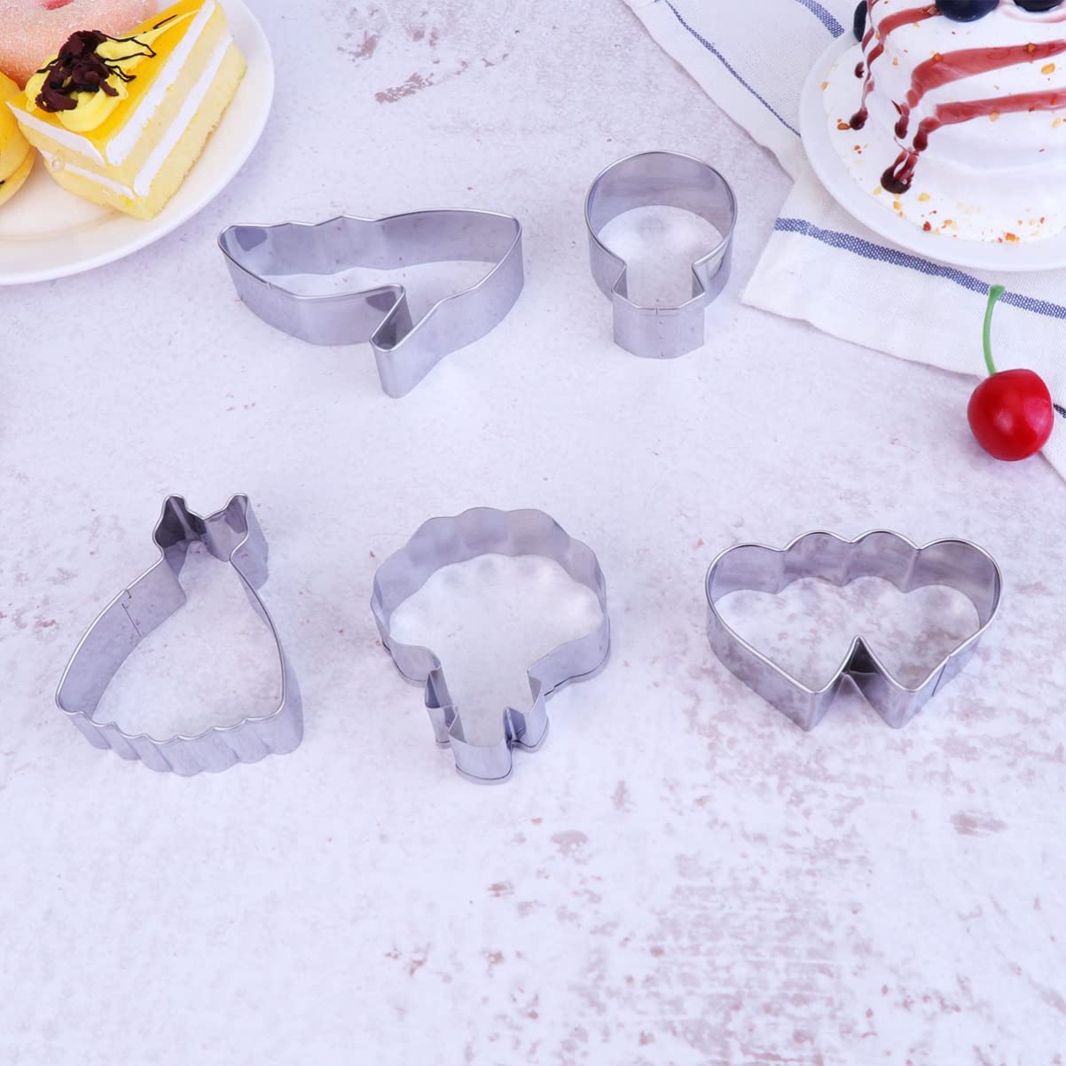 Abaodam 3 Sets Keksformen Zum Backen Liebesherz-ausstechformen Fondant-kuchenform Edelstahl Küchenwerkzeug Zubehör 5 Stück * 3