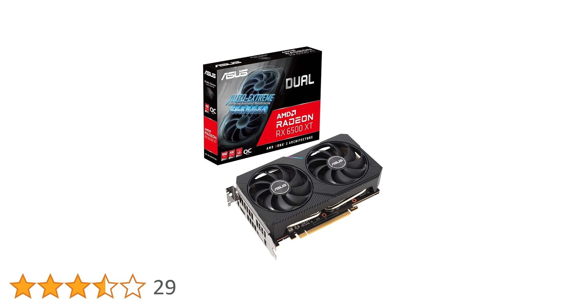 グラフィックボード・グラボ・ビデオカード ASUS Radeon RX 6500 XT 4GB OC ASUS Dual Radeon™ RX 6500 XT OC Edition 4GB GDDR6 | Graphics