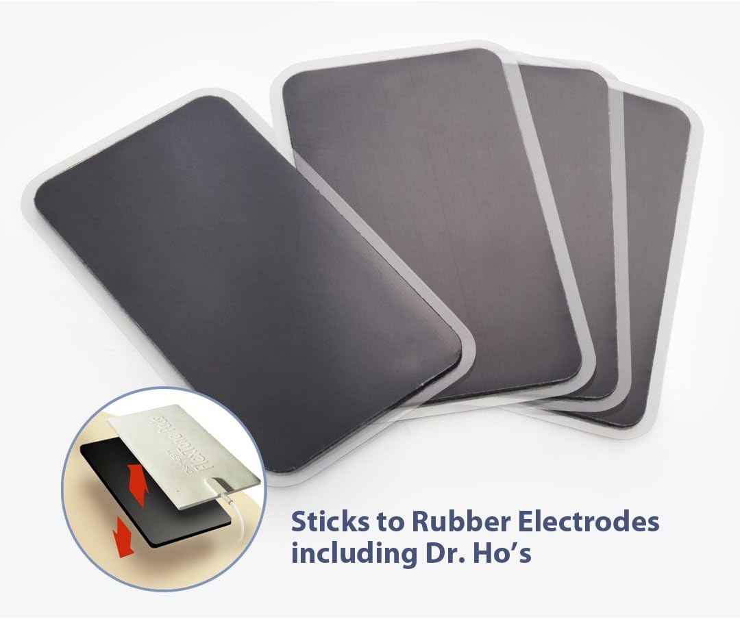 Double-Sided Electrode Gel Pads 4-Pack, 3" x 5.1" for Rubber Electrodes of Dr. Ho Replacement Pads or other TENS / EMS / Electrotherapy / Muscle Stimulators