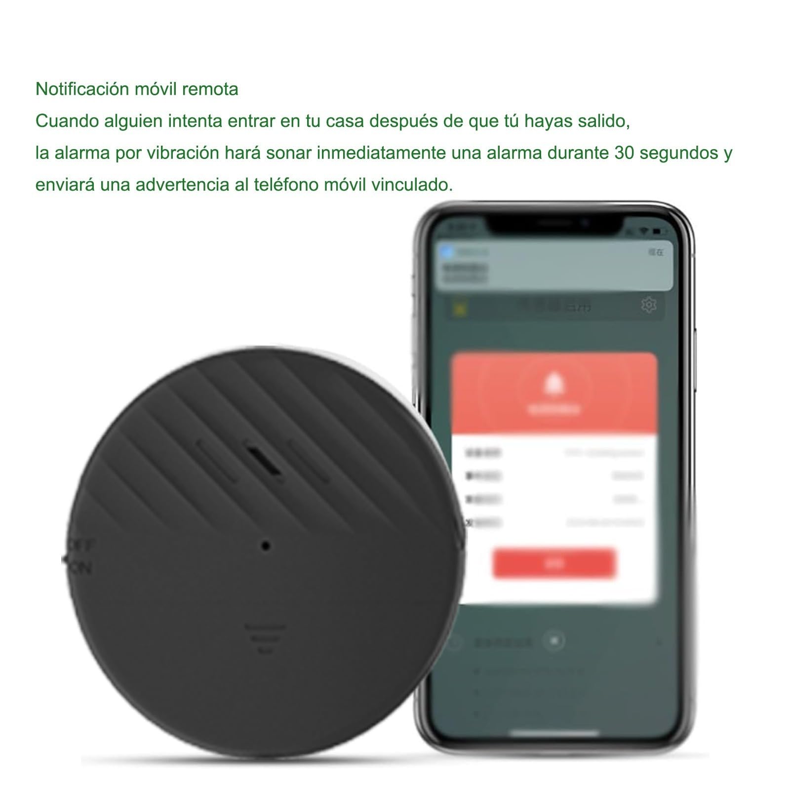 2 PCS Alarma Puerta,sensores de vibración Inteligentes WiFi, Alarma de Sensor de Rotura de Cristal de Ventana, para monitorear el Estado de Todas Las Puertas y Ventanas