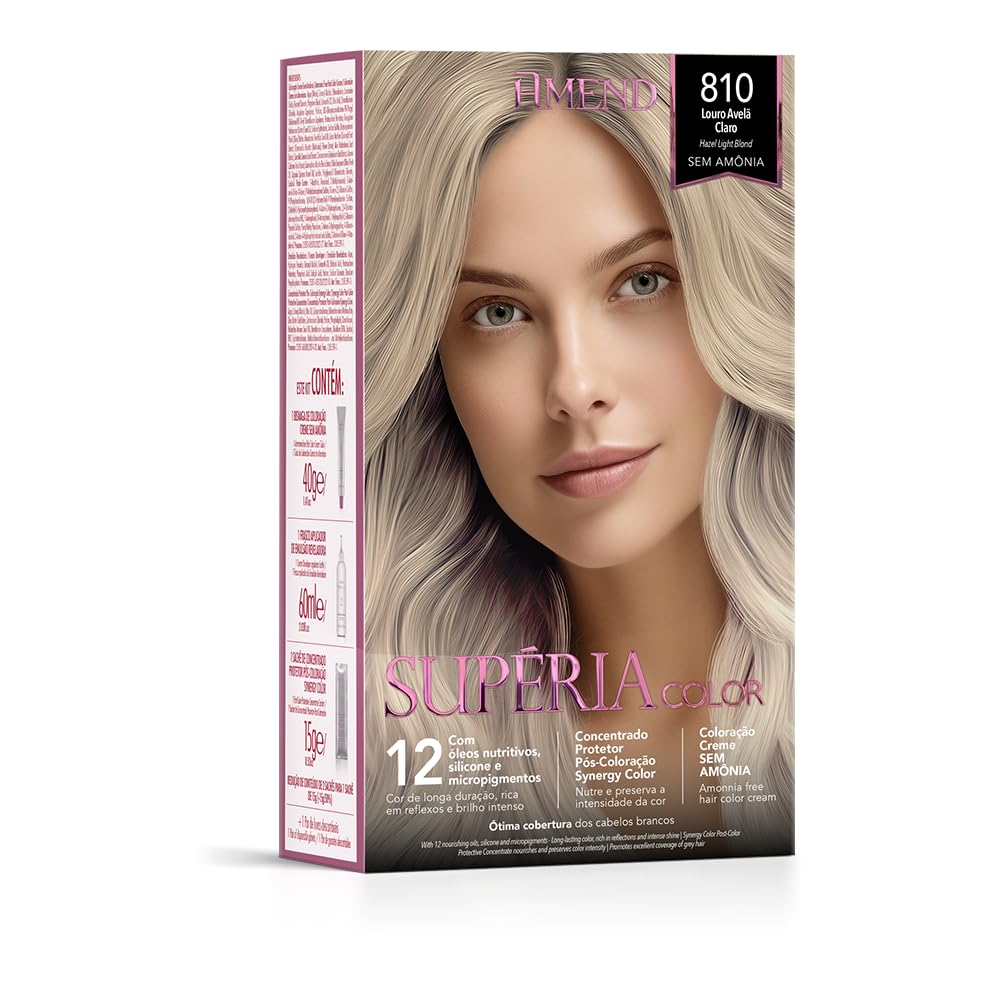 Louro Avela Claro, Supéria Color Coloração Creme sem Amônia, Amend, Amend