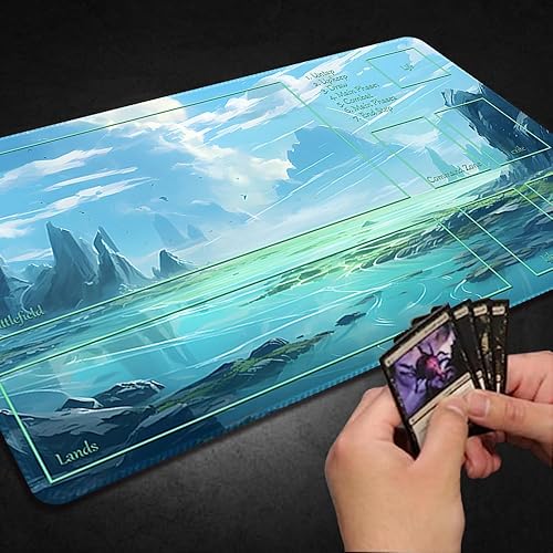 Miniatura 173 de Tapete de juego MTG cosido de alta calidad con zonas y parte trasera de goma antideslizante, tapete de juego TCG para MTG y otros juegos de cartas