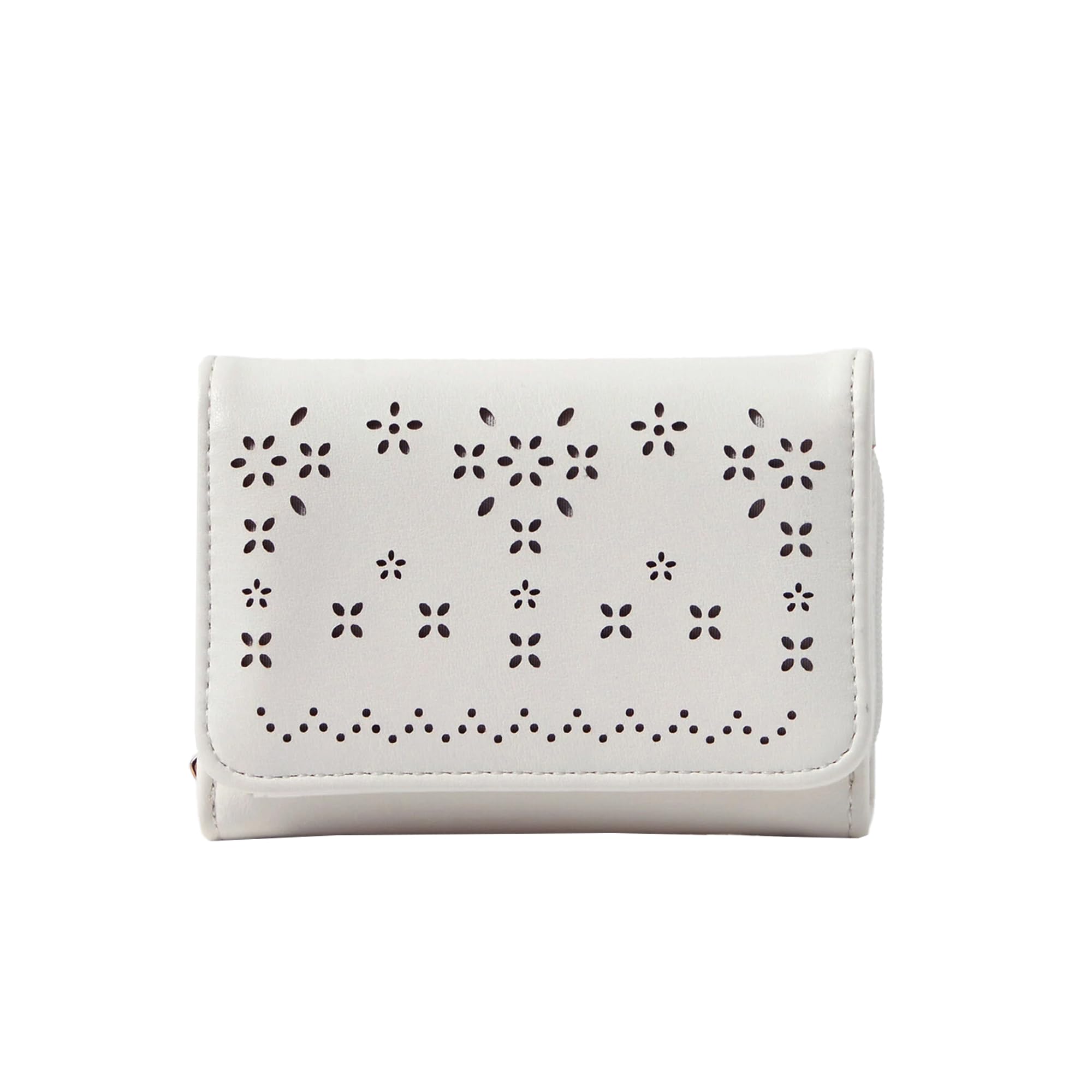 accessorize London Women's White Laser Cut Small Wallet | Compact Bi Fold Purse for Ladies | Trendy Card Holder with Coin Pocket and ID Window-picture-10