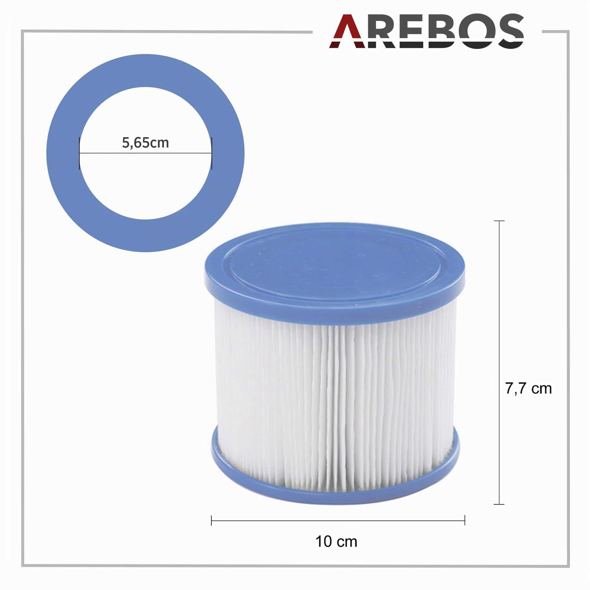 AREBOS Cartouche filtrante Spa Whirlpool | Filtre de Piscine Compatible avec Les spas | Filtre de Rechange pour piscines gonflables | Lavable | Filtre pour Jacuzzi | 6 pièces