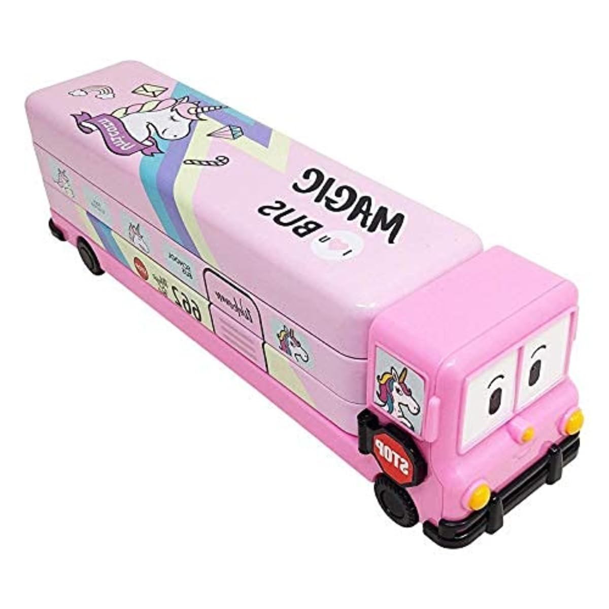Lalji Creations 3D Unicorn Metal Moving Bus Pencil Box for Boys Girls Kids Jumbo Box for Return Gift Pink Pack of 1 (B09VKF374K) Amazon Price History, Amazon Price Tracker