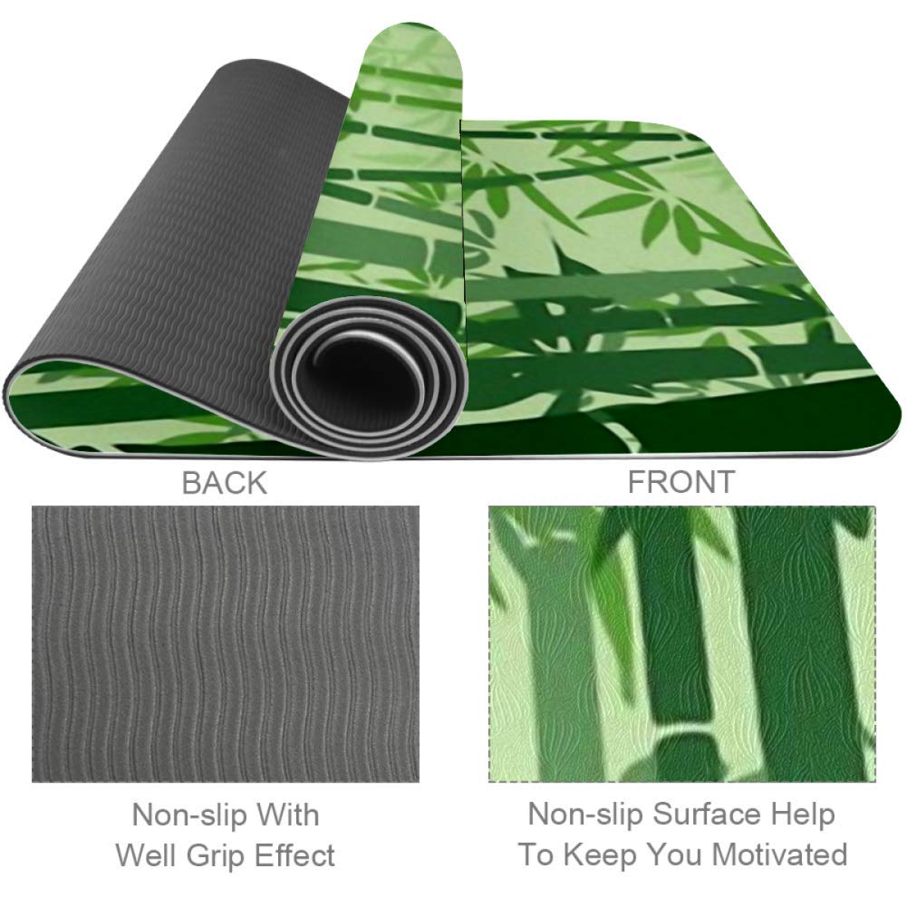 Eslifey Yogamatte, Bambus, Waldmotiv, dick, rutschfest, Yogamatte fr  Frauen und Mdchen, bungsmatte, weiche Pilates-Matten, (183 x 61 cm, 1/4  Zoll dick) : Amazon.de: Sport & Freizeit