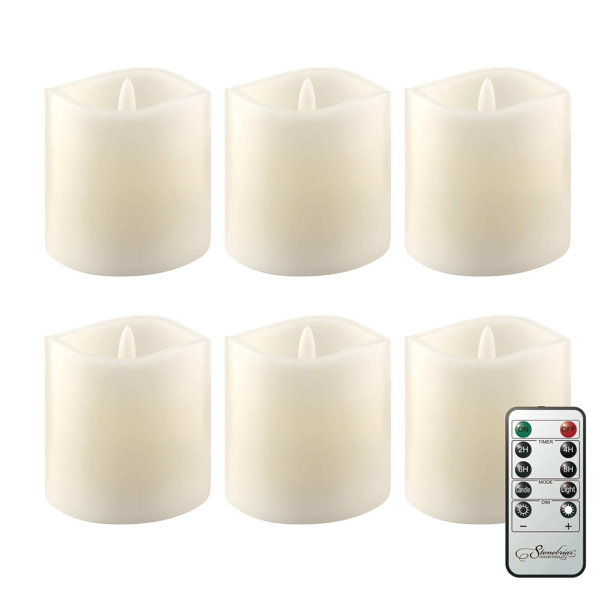 Photo 1 of Stonebriar 6 Pack Real Wax 3x3 Flameless LED Pillar Candles with Remote and Timer Ivory 3x3