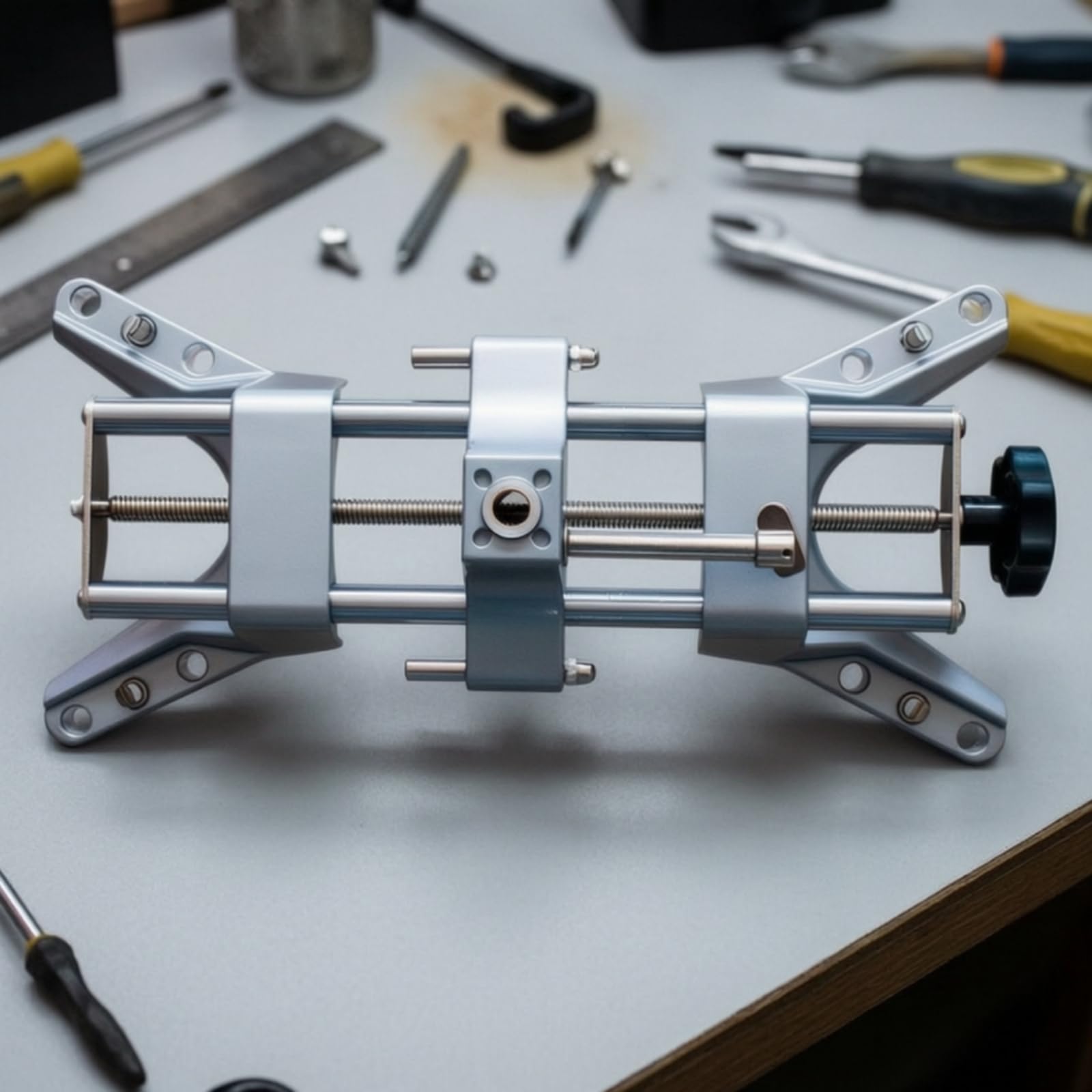 Rad Ausrichtvorrichtung Ausrichtklammer Zentrierhilfe Spannwerkzeug Fixierhalterung mit Zentraler Gewindestange Und Drehgriff für Präzise, 16MM Durchmesser