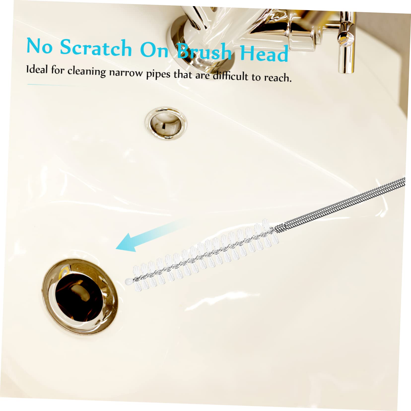 FOMIYES 2-Piece Drain Cleaning Brush Kit Flexible Long Reach Brush for Sink Drain Soft Nylon Bristles Tube Cleaner for Uses