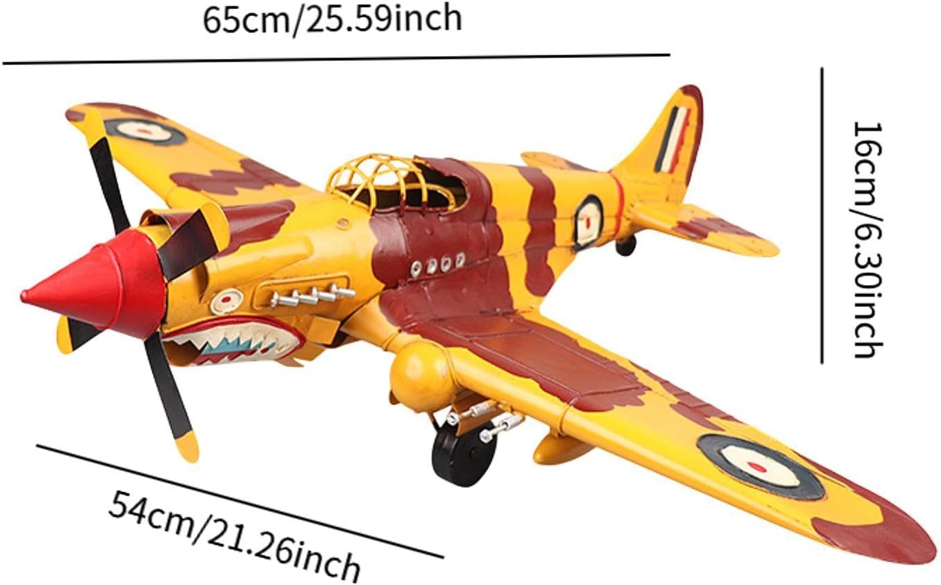 Metal Airplane Model,Plane Model Collectible Fighter Model Aircraft Model for Bedroom TV Cabinet Home Shelf Living Room, Yellow