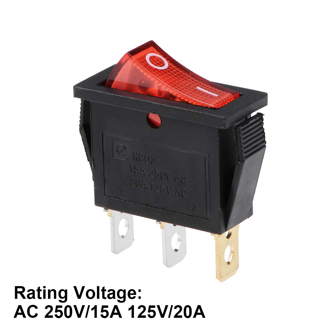 Uxcell Waterproof Rocker Switch - SPST ON/ON, 3-Pin, 250V/15A, For Marine & DIY (2-Pack) - View #3