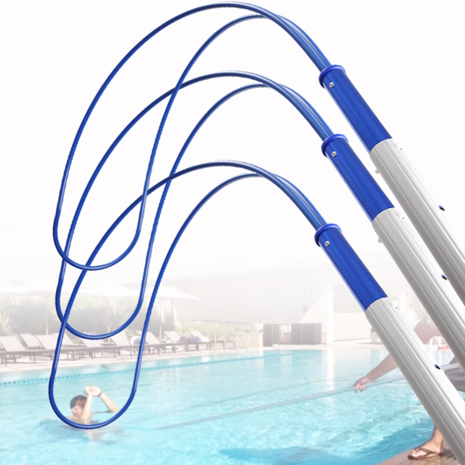 Palo di Salvataggio, Asta di Salvataggio Portatile per bagnini - Confezione da 3 Ganci in Alluminio per Piscina per la prevenzione degli annegamenti, Attrezzatura Essenziale per Il salvatagg