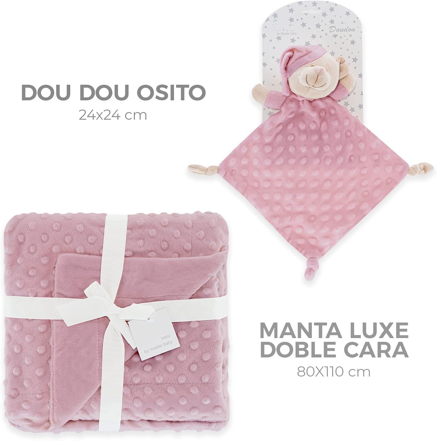 various Set Personalizada Manta + Dou Dou Bordado Bebe Recien Nacido Padres Primerizos Manta Suave Minky Poliester Cuna Coche Nina Nino Nombre Bordado Detalle Tierno Color Maquillaje - 2