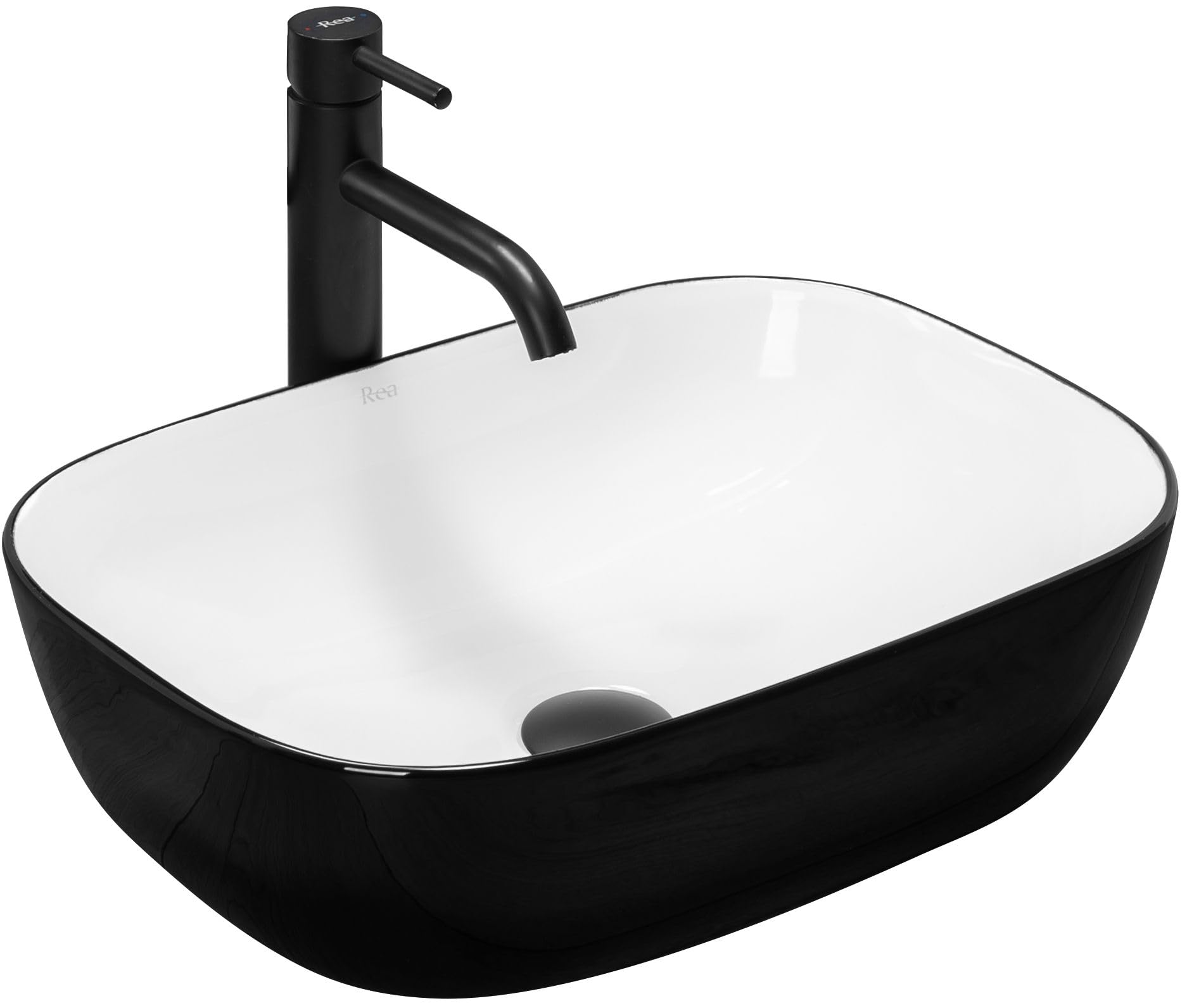 Countertop Basin Rea Belinda White Black 5902557349838