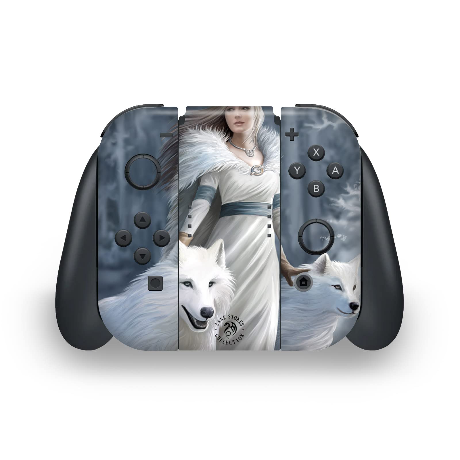 Head Case Designs sous Licence Officielle Anne Stokes Gardiens d'hiver Mix Art Vinyle Autocollant De Jeu Peau Autocollant Couverture Compatible avec Nintendo Switch OLED Bundle