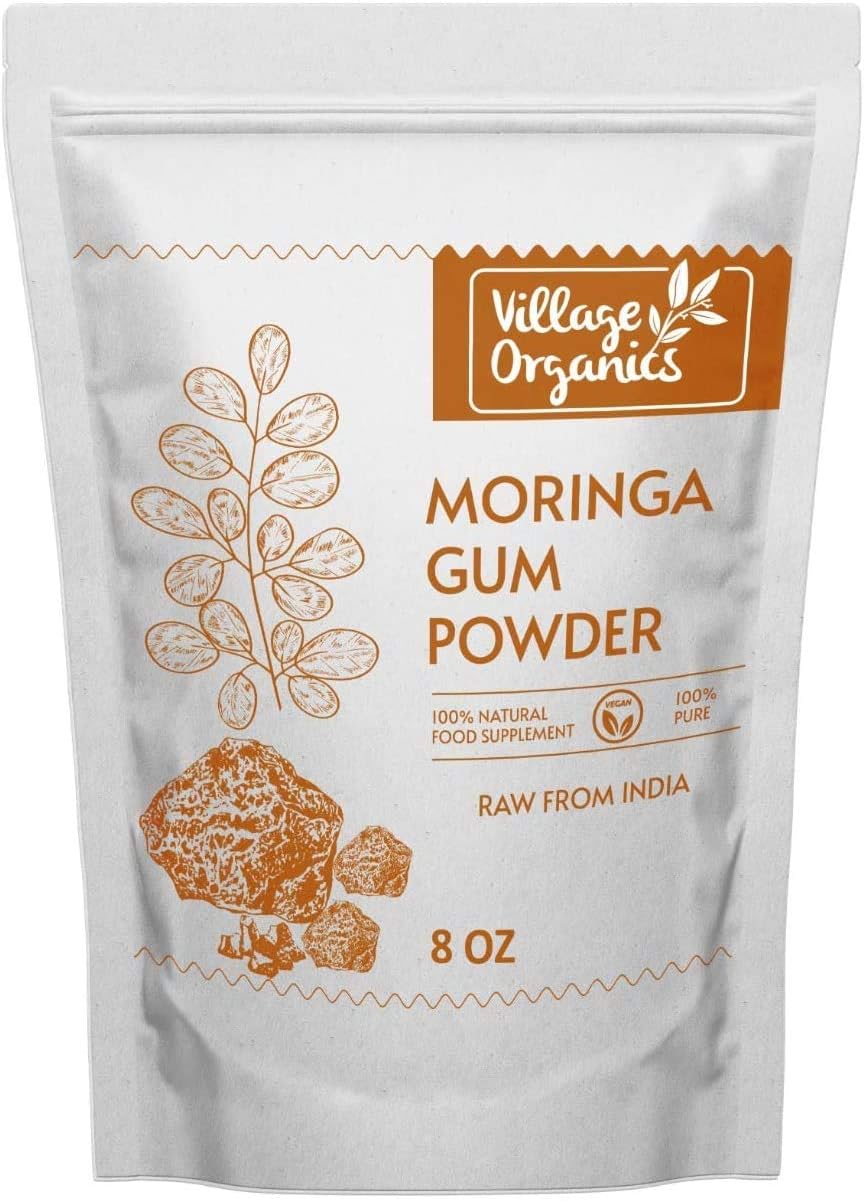 Village Organics Moringa Gum Powder 8 Oz | Malungay Gum Powder | Murungai Pisin Podi | Sahajan Gum Powder | Drumstick Tree Resin | Sahajan Gond | Enhancing Immunity