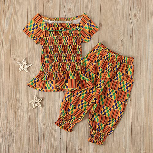Toddler Baby Girls African Dashiki Tops Tee Bloomers Pants Bohemian Style Set Summer Two Piece Outfit Clothes2
