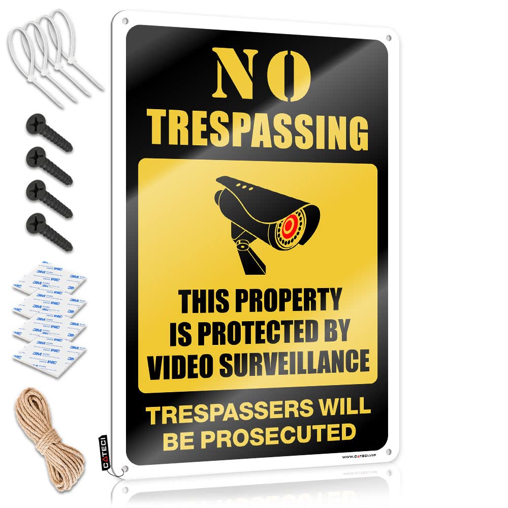 Fzfn Colour Fun Decorations, Cute Bathroom Decor Fun No Trespassing - This Property Is Protected By Video Surveillance | Farmhouse Classroom Decor(30X40cm)