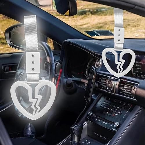 Miniatura 2 de Q1-TECH, JDM Tsurikawa Anillo japonés de metro, tren, autobús, mango de corazón roto, correa de mano, anillos de advertencia para parachoques