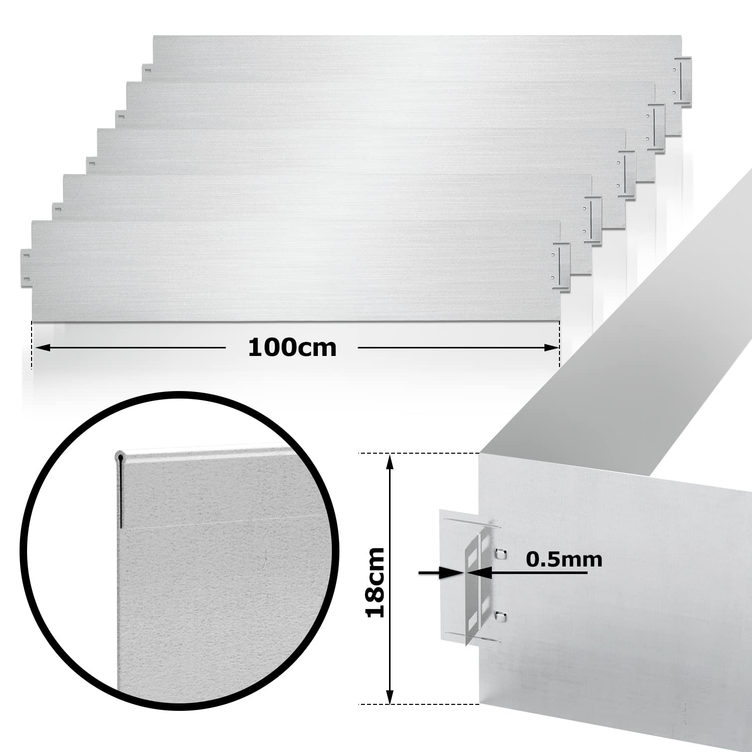 Bordi Aiuole In Metallo Zincato 50m - 100x18cm Per Pezzo, Spessore 0.7mm, Per Giardino - Foto 6