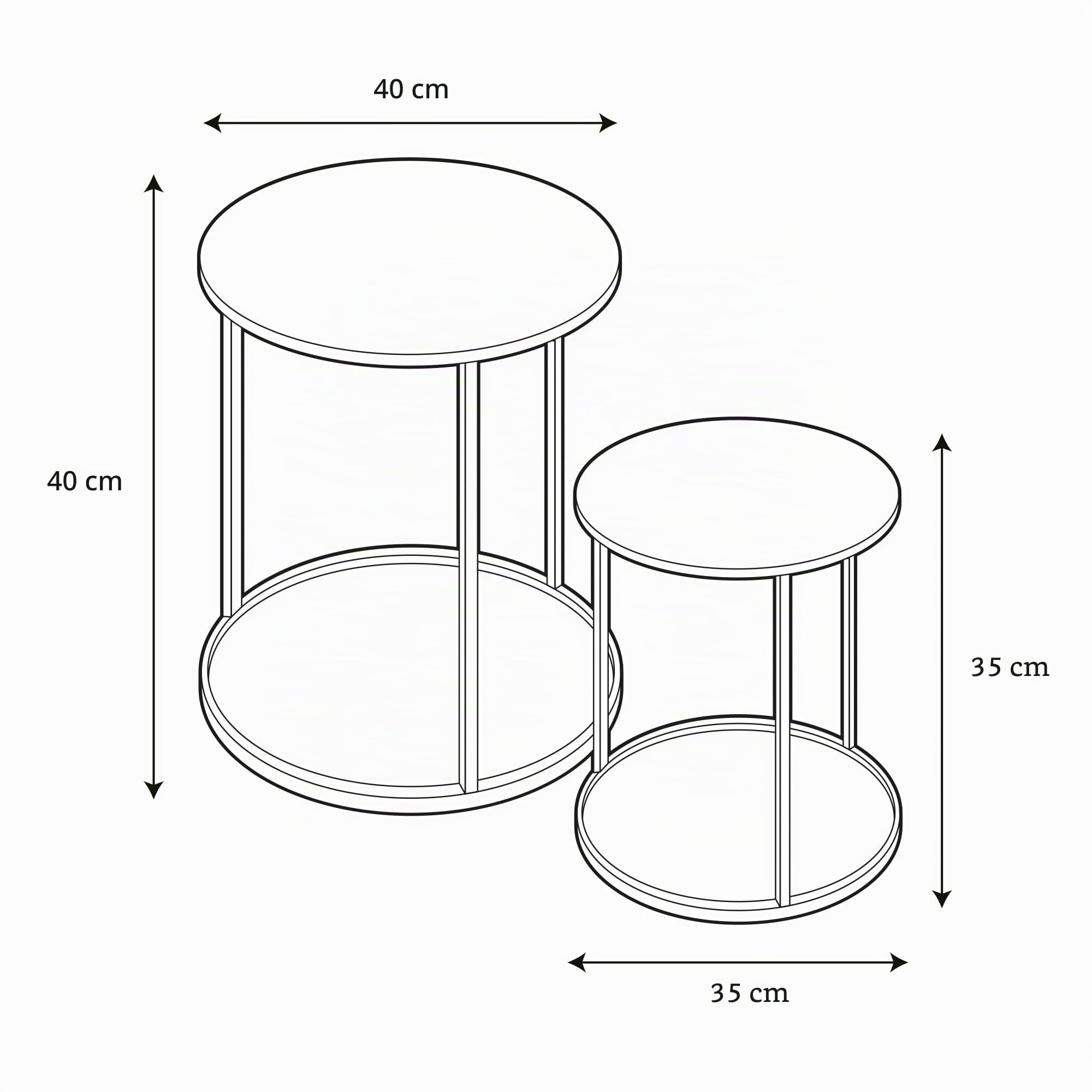 HOME DECO FACTORY - Lot de 2 Tables Gigognes Métal Martelé Mirage - Dimensions : Small 35 x 35 cm - Tall 40 x 40 cm