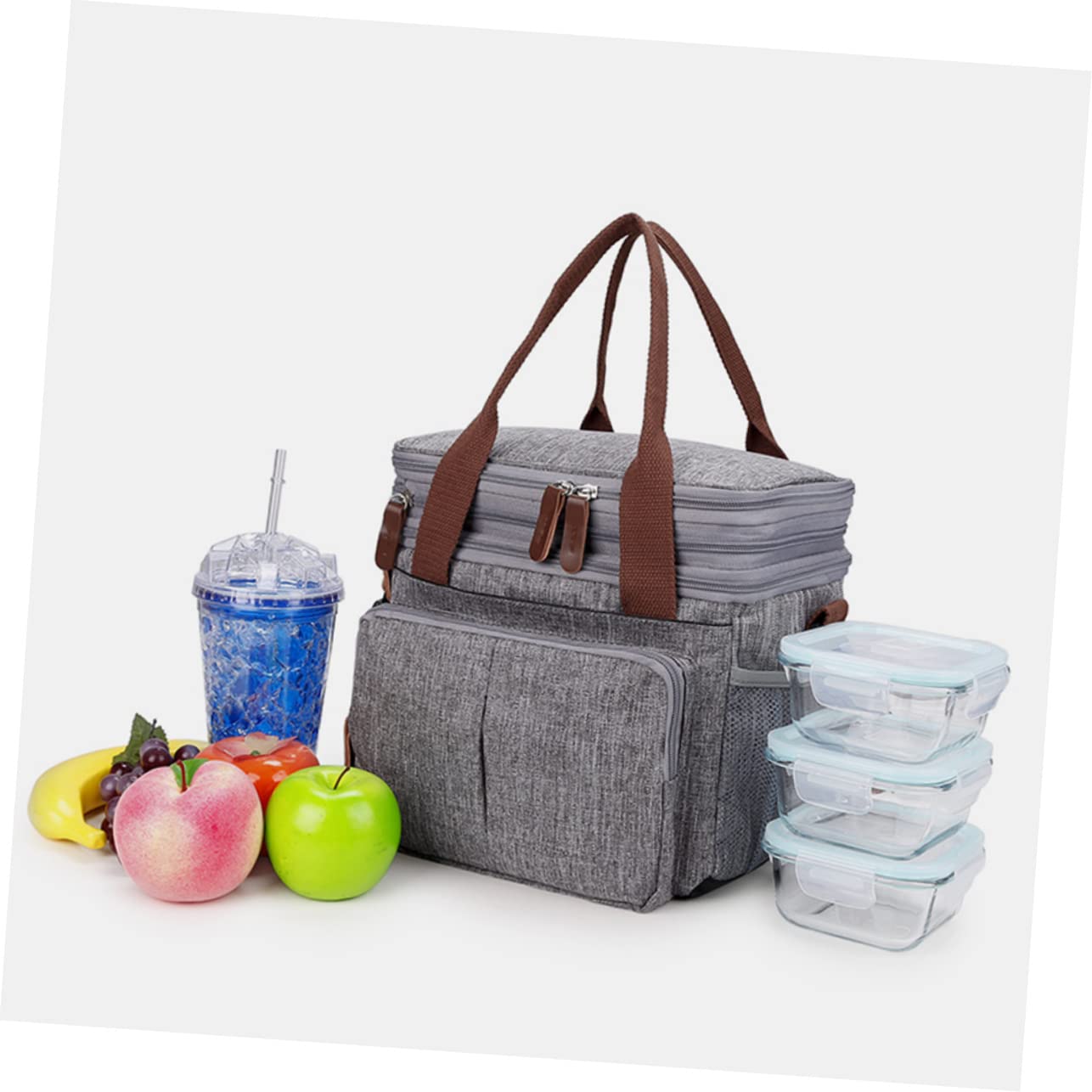 Cabilock Wasserdichte Lunchtasche Tragbare Bento-tasche aus Hochwertigem mit Netztaschen an Beiden Seiten für Outdoor-gebrauch Bietet Ausreichend Platz für Brotdose Snacks und Obst
