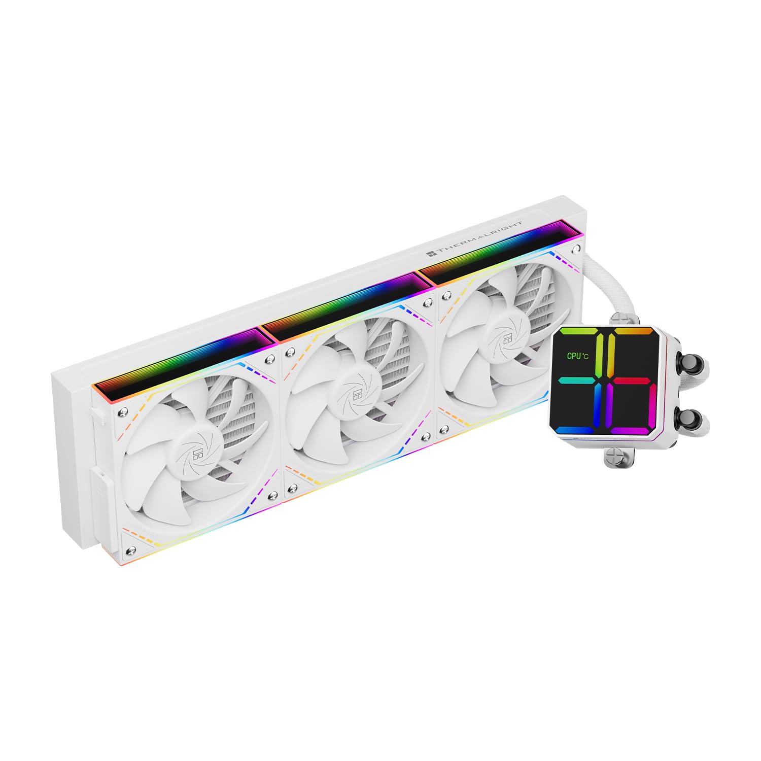 Thermalright Magic Qube 360 ARGB White - Raffreddatore per CPU 360 Aio, tre ventole TL-M12QW PWM, testa di raffreddamento digitale per AM4/AM5, Intel LGA1851/1700/1150/1151/1200