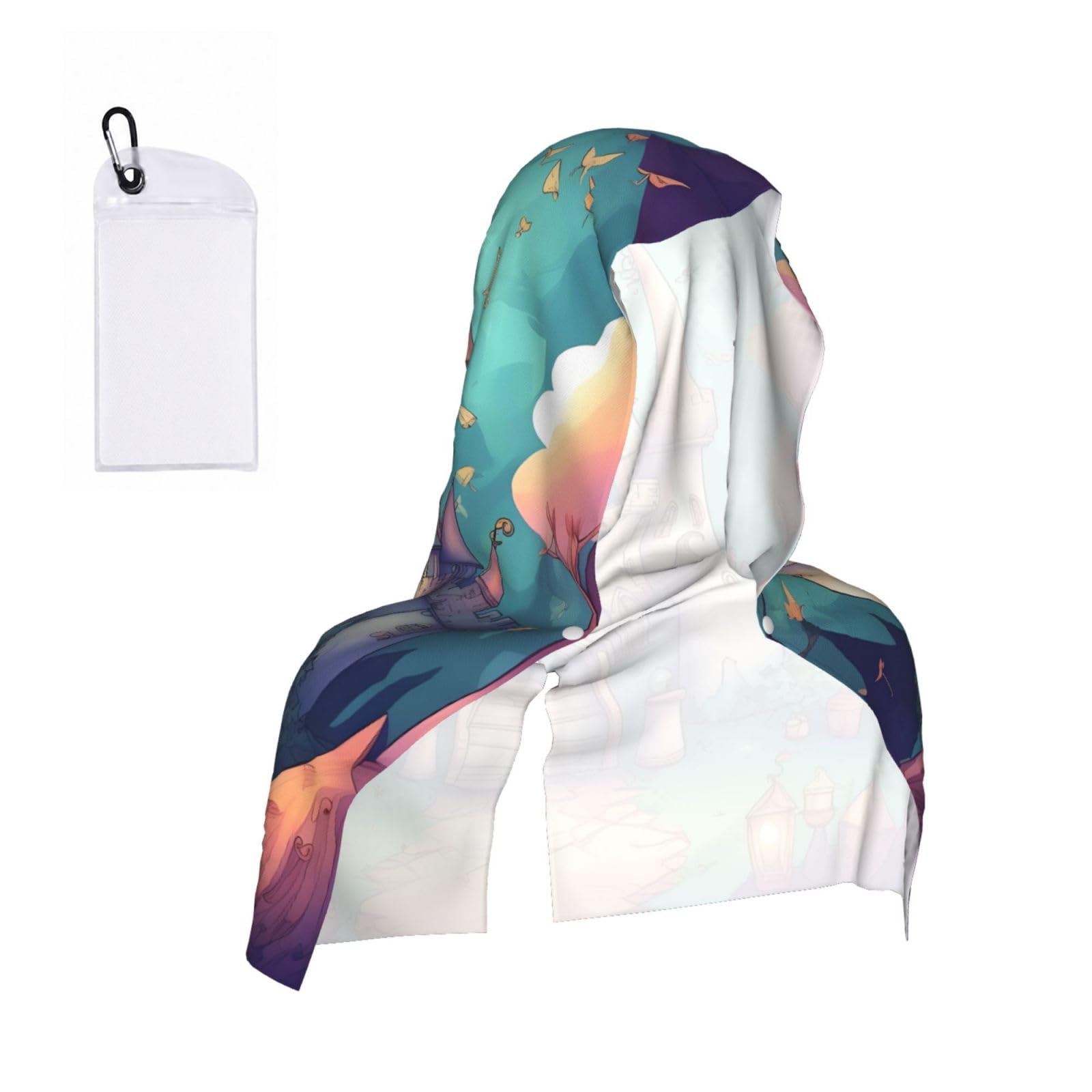 CNTDBU Classical castle Cooling Towel Hooded-Instant Chill Neck Cover for Sports, UV Cooling Rag for Running Gym