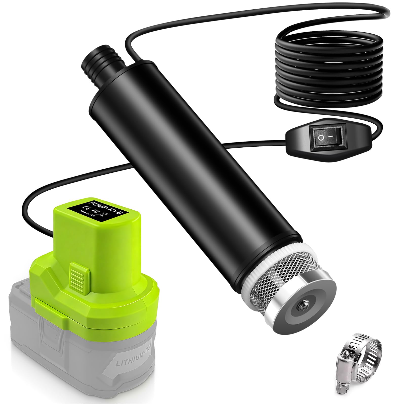 Cordless Submersible Water Pump for Ryobi 18V Battery,Electric Utility Pump for Garden, Hot Tub, Tank, Pool, Ponds, Aquariums