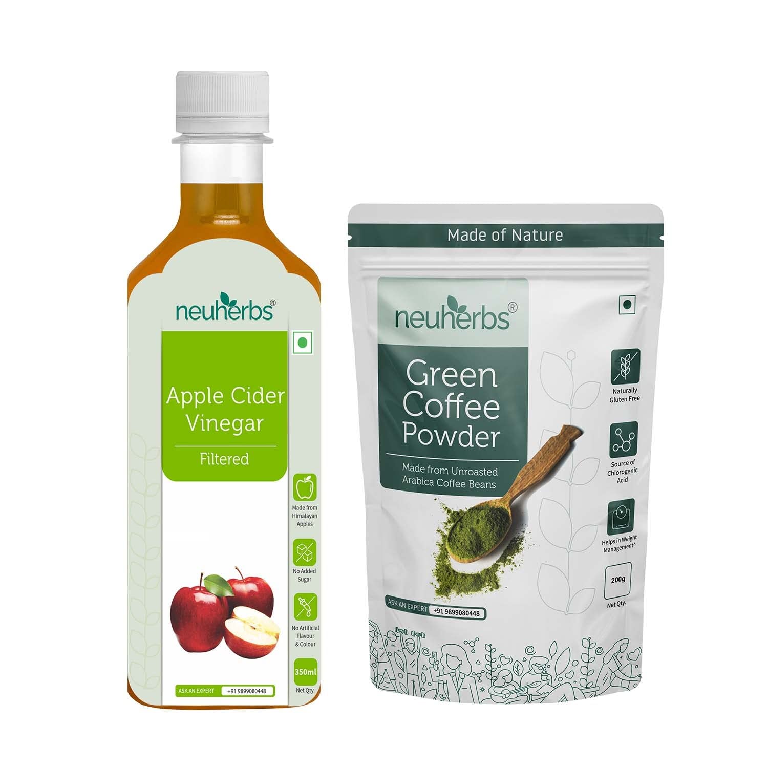 Neuherbs Green coffee bean powder-200g and Apple cider vinegar Filter-350 ml for Weight Management, Better Digestion & Boosted Immunity (B08YR7N3YD) Amazon Price History, Amazon Price Tracker
