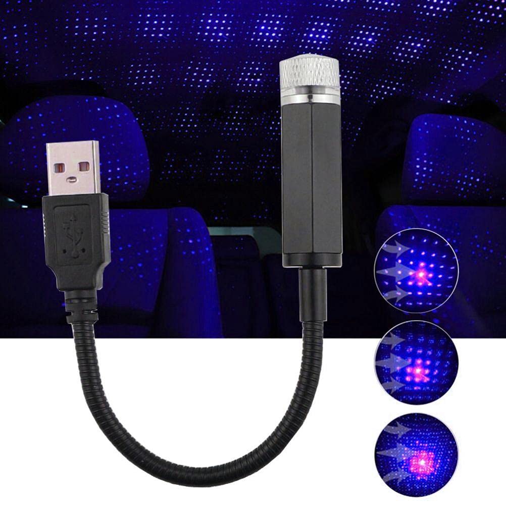 USB Star Light,Car Starrying Projection Light for Car Automobile PC Computer Portable Battery Red LED Scent Light Decorative Light (Violet-Blue Lights)
