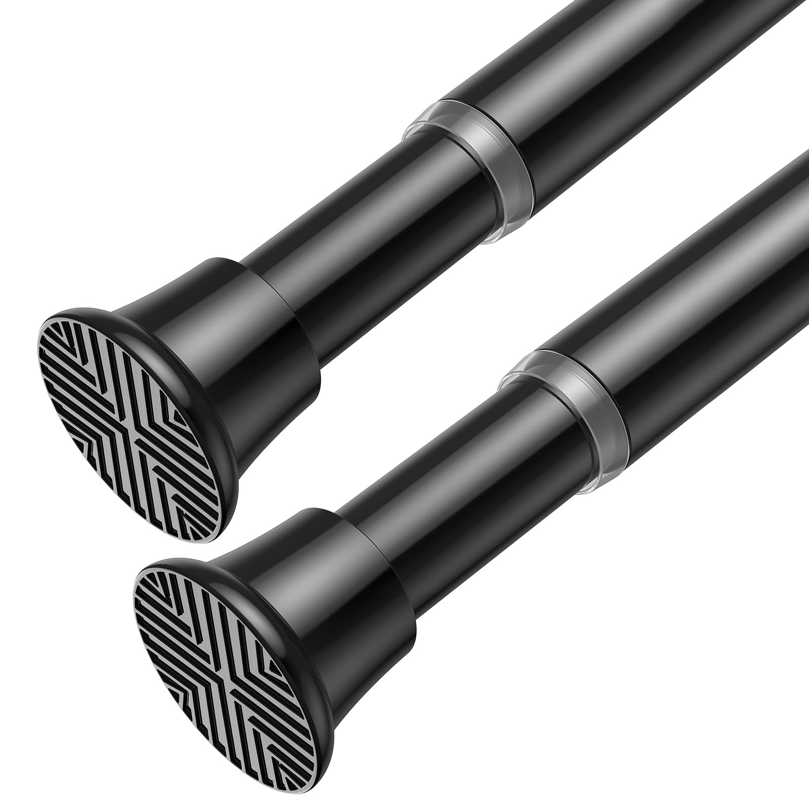 AIZESI Lot de 2 Tringles à Rideau Extensibles 78,7 à 157,5 cm Tringle à Rideau à Ressort Réglable sans Perçage pour Fenêtre, Porte, Placard, Cuisine, Rideau, Diamètre de 2,2 cm, Noir