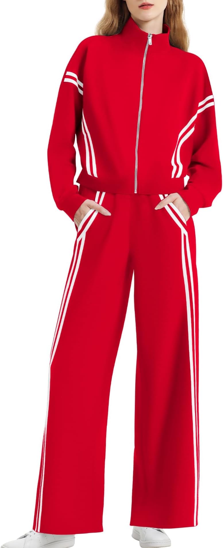 adidas red stripe tracksuit