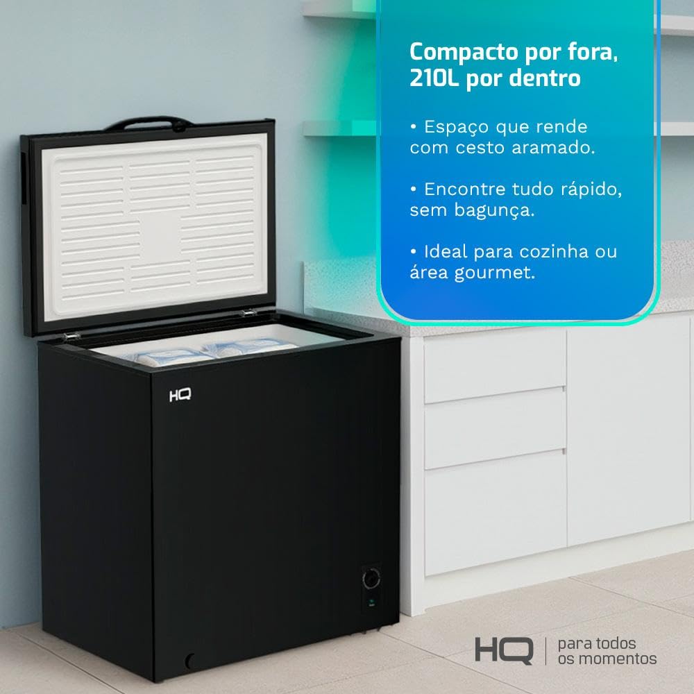Freezer e Conservador Horizontal HQ 210 Litros Preto HQ-210CFHL