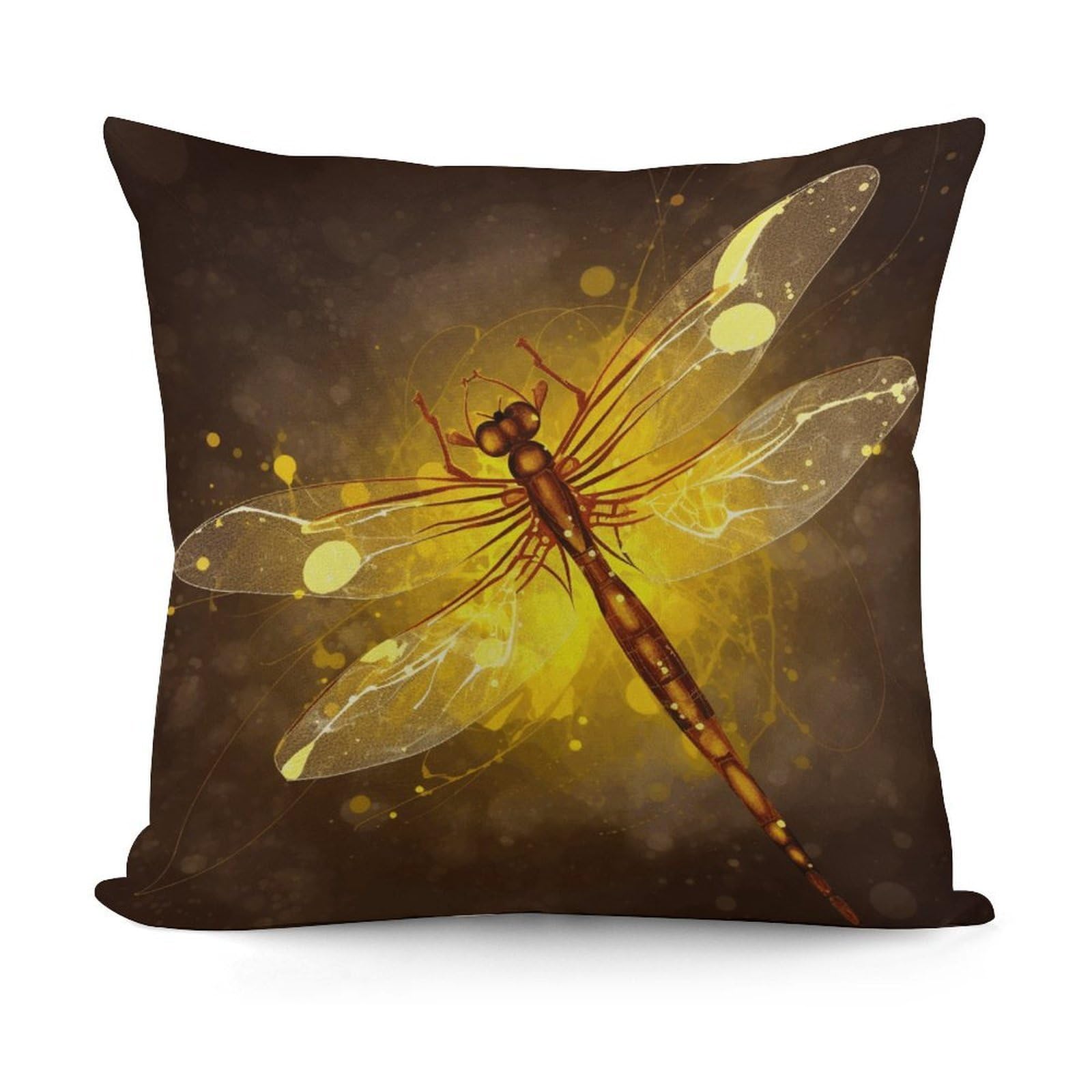 VstaDank Abstract Yellow Dragonfly Throw Pillow Covers 18x18 Inch Soft Couch Home Decor Cushion Cover Comfortable Plush Square Cushion Case Farmhouse Decorative Pillowcase for Living Couch