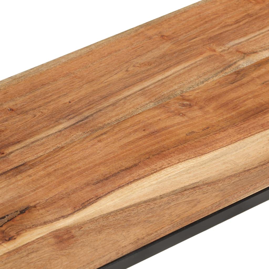 Mobile TV in legno di acacia massiccio, stile industriale, telaio in acciaio, tre ripiani, 180x30x50 cm