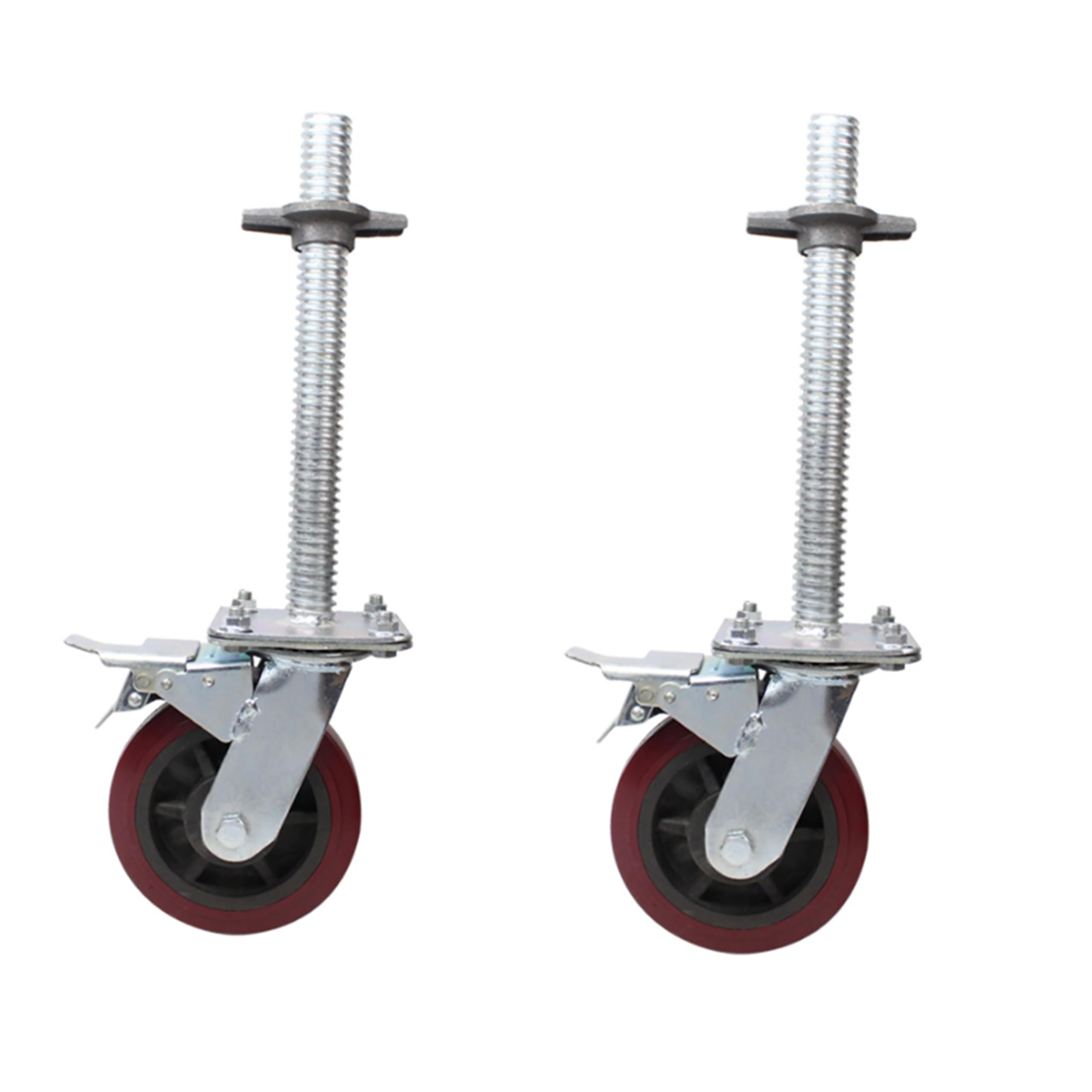 Roues d'échafaudage Mobiles Robustes de 6 Pouces,pour Échafaudages De Construction, Lourd Industriel Roue avec Freins, roulettes pour Meubles, Installation À Vis Fixe,2