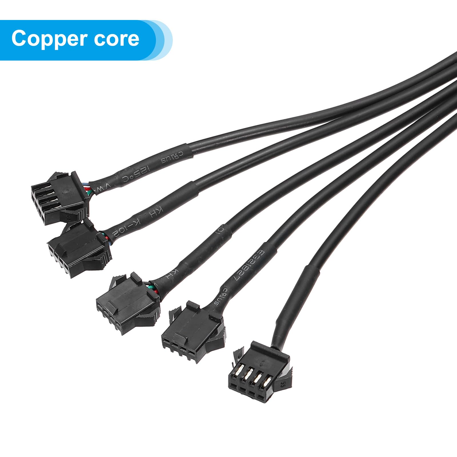 PATIKIL Cavo Divisore 12V 4 Pin Per Ventole PWM - Splitter ARGB 1 A 6, Connettore Maschio Per Scheda Madre, Lunghezza 30,5 Cm, Nero