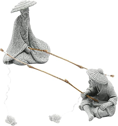 YARNOW 1 juego de estatua de pescador decoraciones asiáticas decoración de pesca accesorios de pesca pescador pecera decoración arena jardín