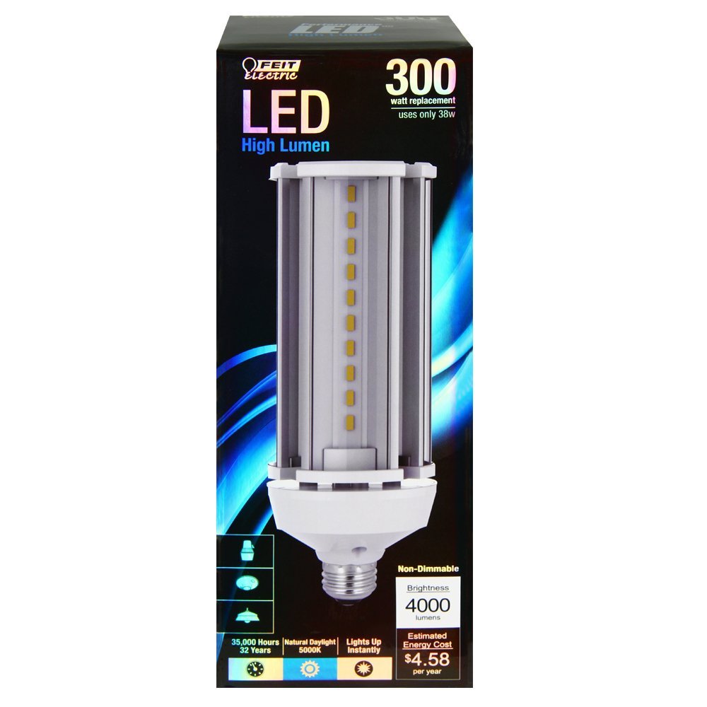 Feit Electric C4000/5K/LED High Lumen Specialty LED Light Bulb, 120 Volts, 4000 Lumens, 5000 Color Temperature, 8.5"H x 3"D MOL, Average Life of 32 Years/35000 Hours (Renewed)