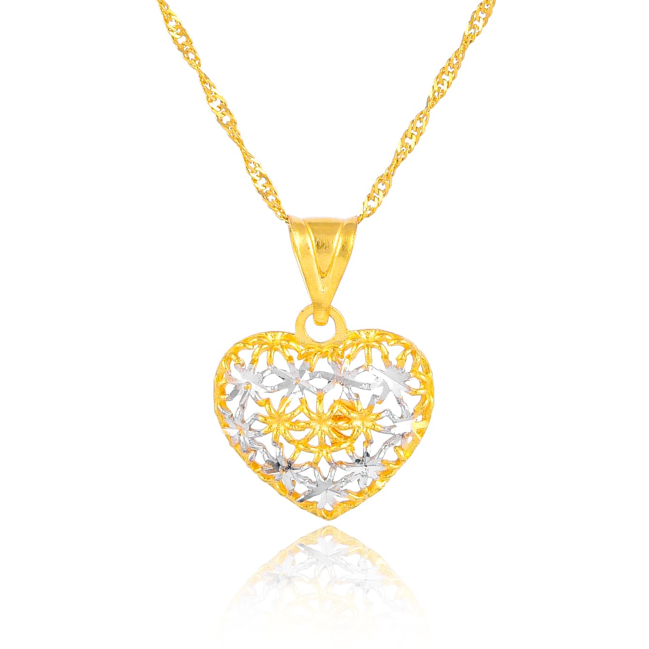 22k Gold Flower shape Necklace Seal Your Love with Brilliance