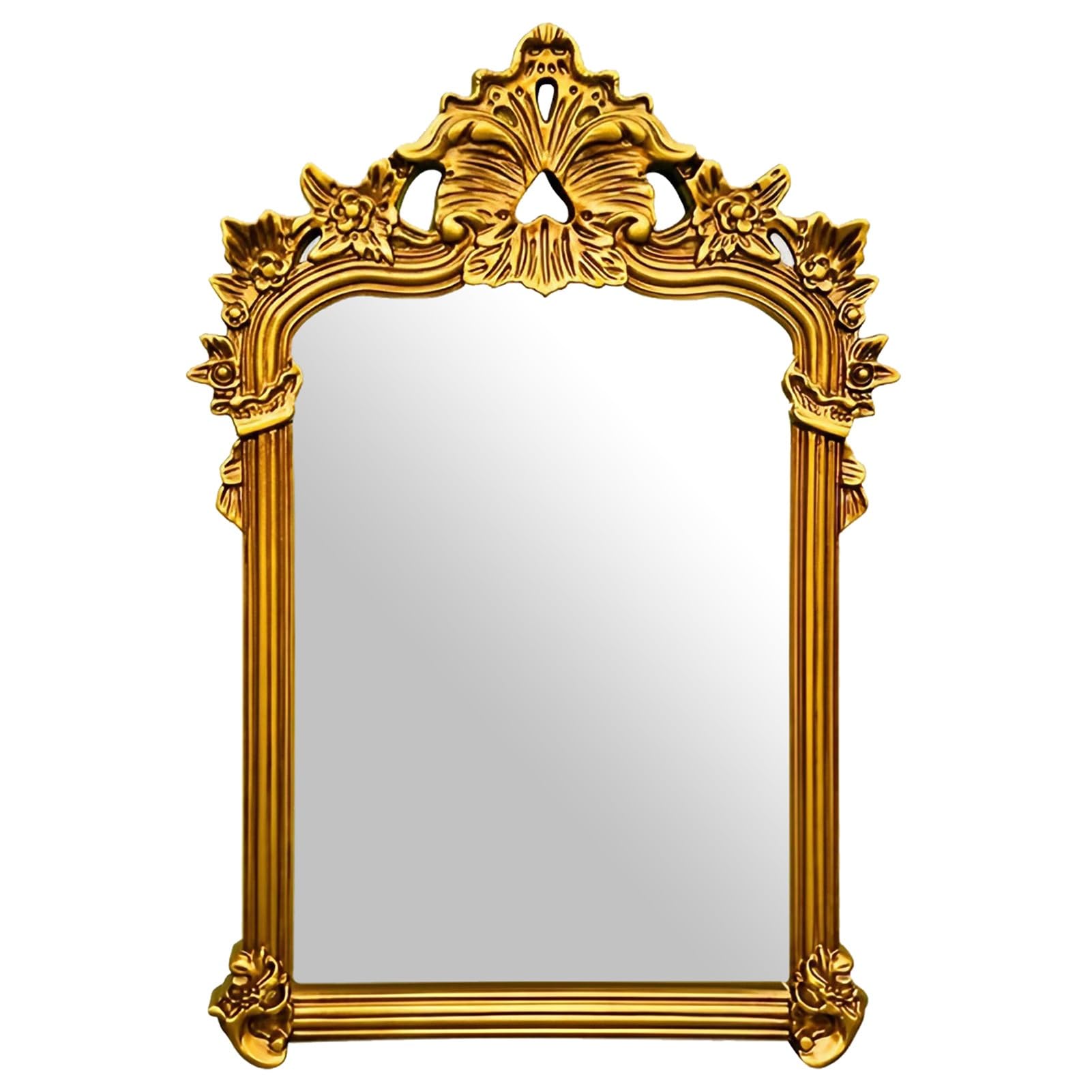 FGXHHS 32×22 inch Vintage Gold Decorative Mirror - Ornate Antique Victorian French Baroque Vanity for Living Room Bedroom Bathroom Entryway Fireplace Decor(Vintage Gold)