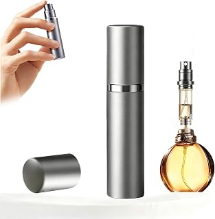 5ML Atomizador Perfume Recargable,Miniaturas Perfume Botella Spray Viaje,Totalmente Estanco,para Bolsos de Mano y Maletas(Gris)